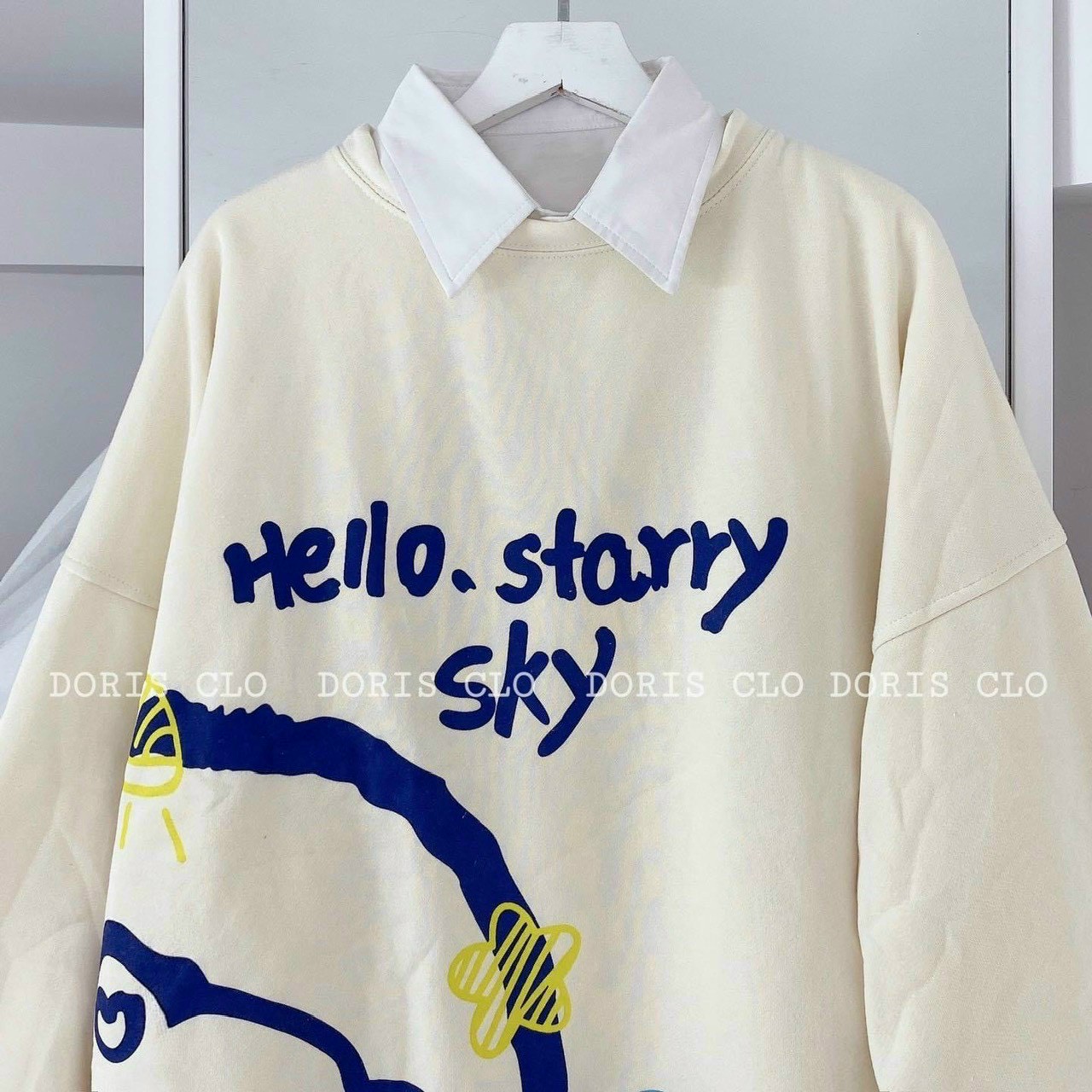 Áo Sweater tay dài gấu hello starry SKY from rộng quảng châu, ÁO Hoodie HELLO unisex ulzzang, Áo Nỉ Sweater Gấu Hello Siêu Xinh Áo Nỉ Dáng Rộng Hot Hit