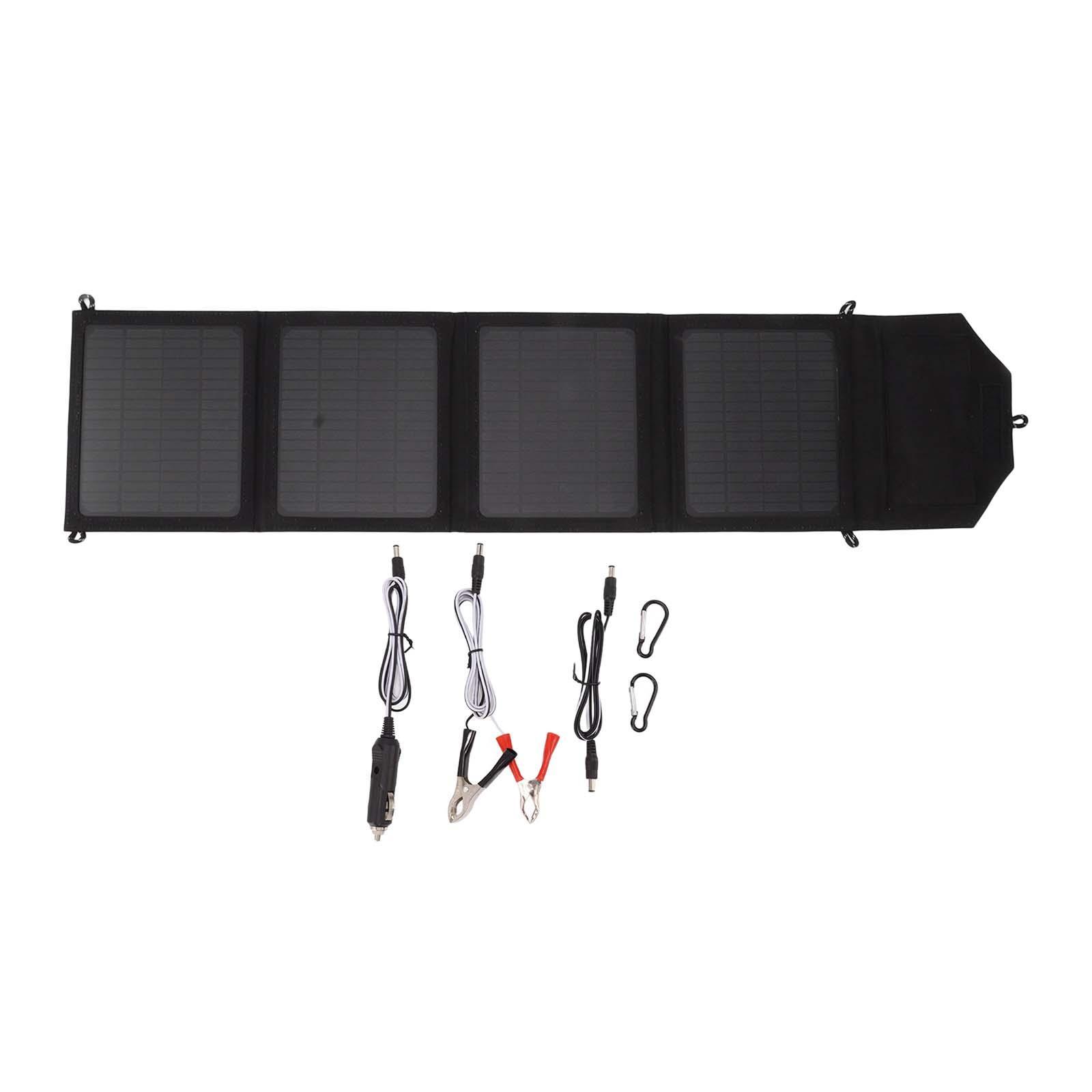 Solar Panel Charging Two USB Output 40W 12V-5V Monocrystalline Portable with Cord Solar Panel  for Outdoor Hiking House Laptop Phone