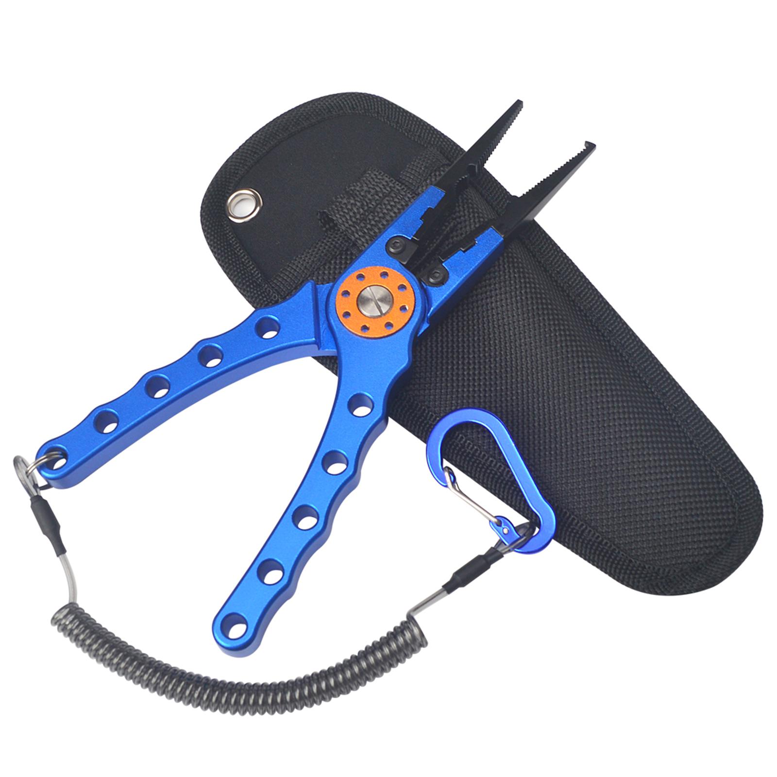 Aluminum Alloy Fishing Pliers Lightweight Fishing Tackle Pliers Braid Cutters, Equipped with Sheath and Lanyard