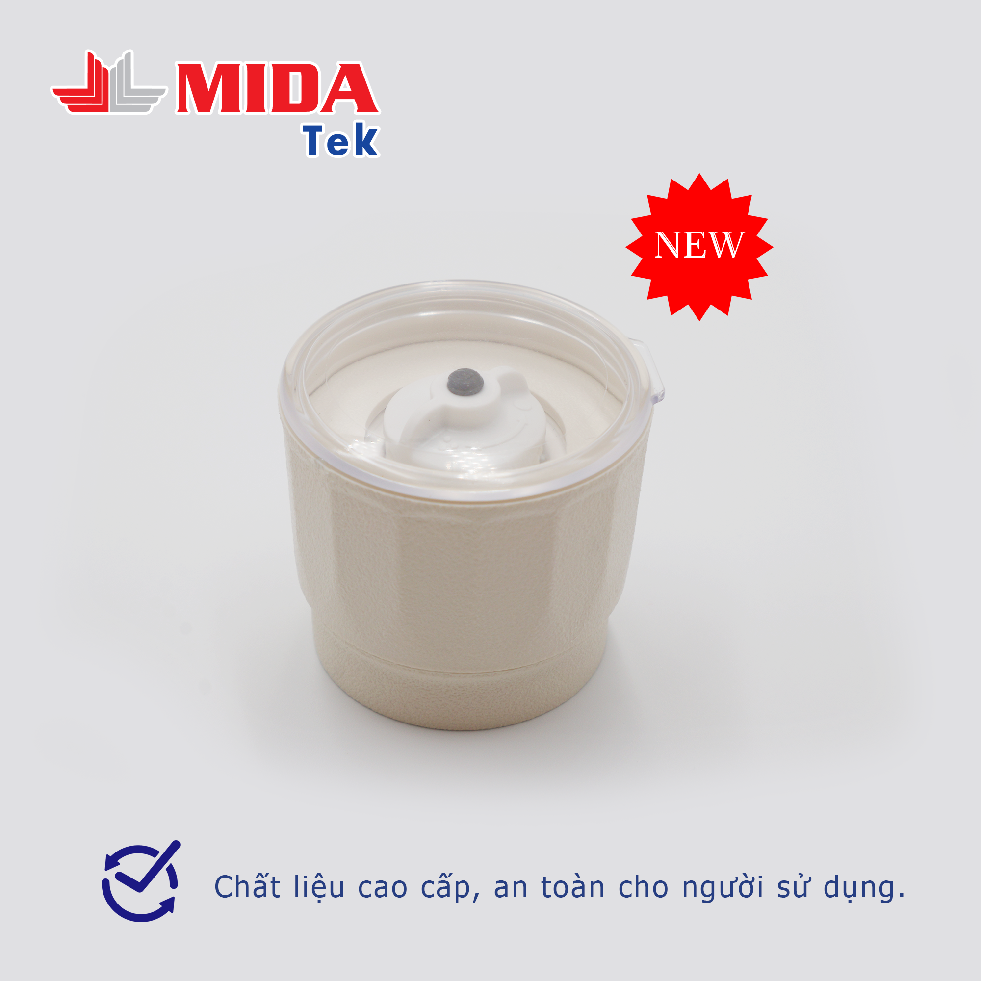 Bộ 2 Nắp xay tiêu MIDATEK cối xay ceramic Màu Kem cho hũ nhựa đường kính 38mm