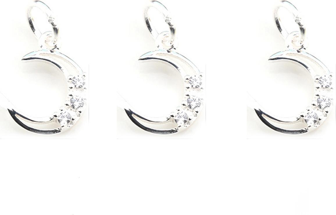 Combo 3 cái charm bạc mặt trăng đính đá treo - Ngọc Quý Gemstones