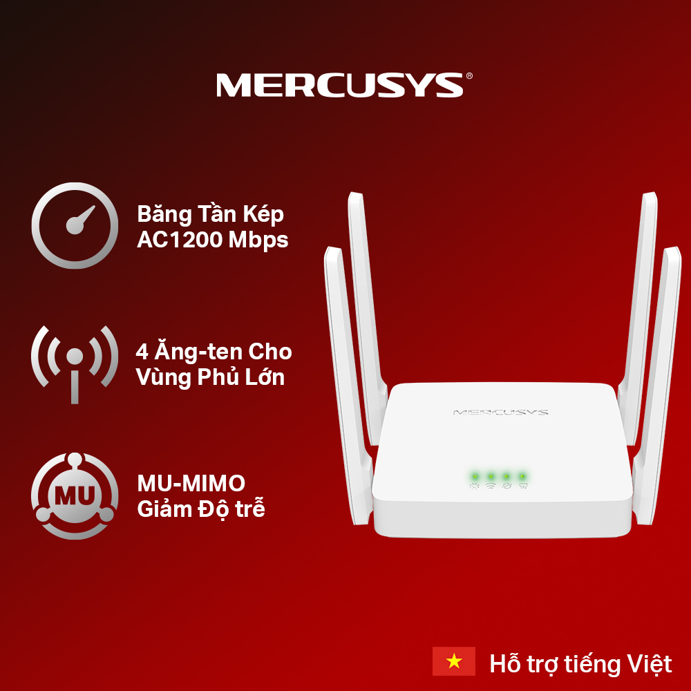 Bộ Phát Wifi Mercusys AC10 Băng Tần Kép AC1200 - Hàng Chính Hãng