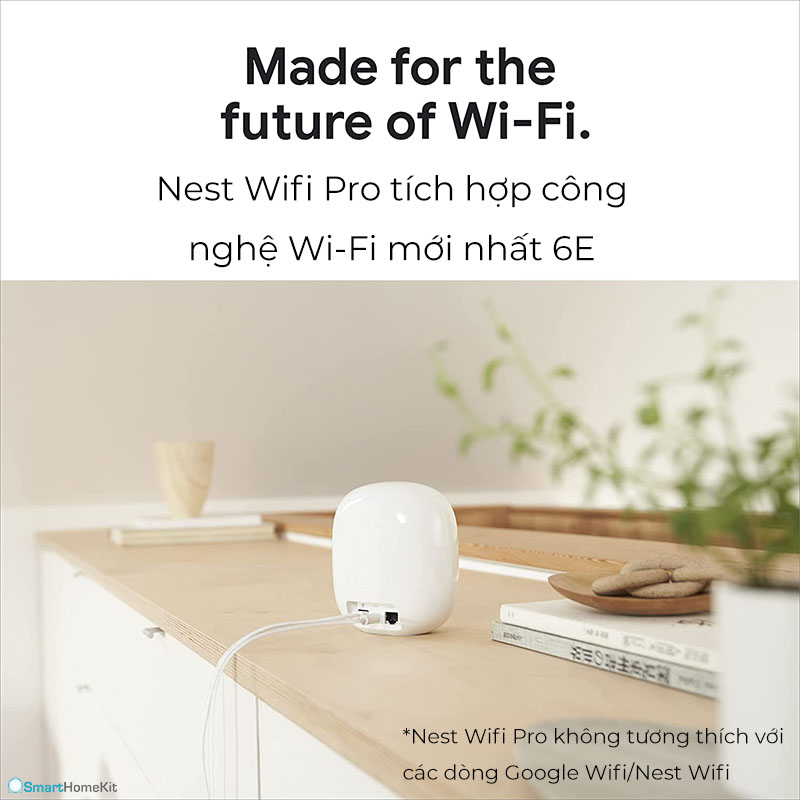 Google Nest Wifi Pro Wi-Fi 6E - Hệ thống Wi-Fi Mesh gia đình với tốc độ nhanh và phủ sóng toàn bộ ngôi nhà - Hàng Nhập Khẩu