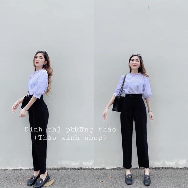 Quần Baggy Cúc Lệch Cạp Cao Hack Dáng, Dáng Basic Dễ Phối Đồ, Phù Hợp với Mọi Lứa Tuổi Q14 - Đen