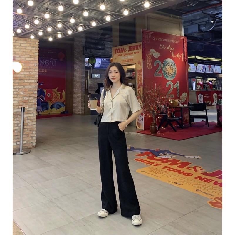 ZIEL Sơ mi dáng croptop lụa | Oak Top