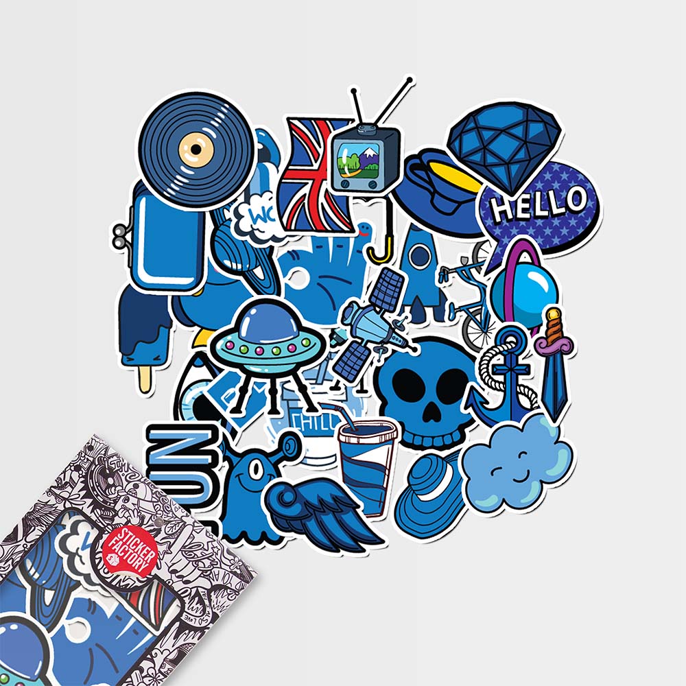 Blue Color - Set 30 sticker hình dán