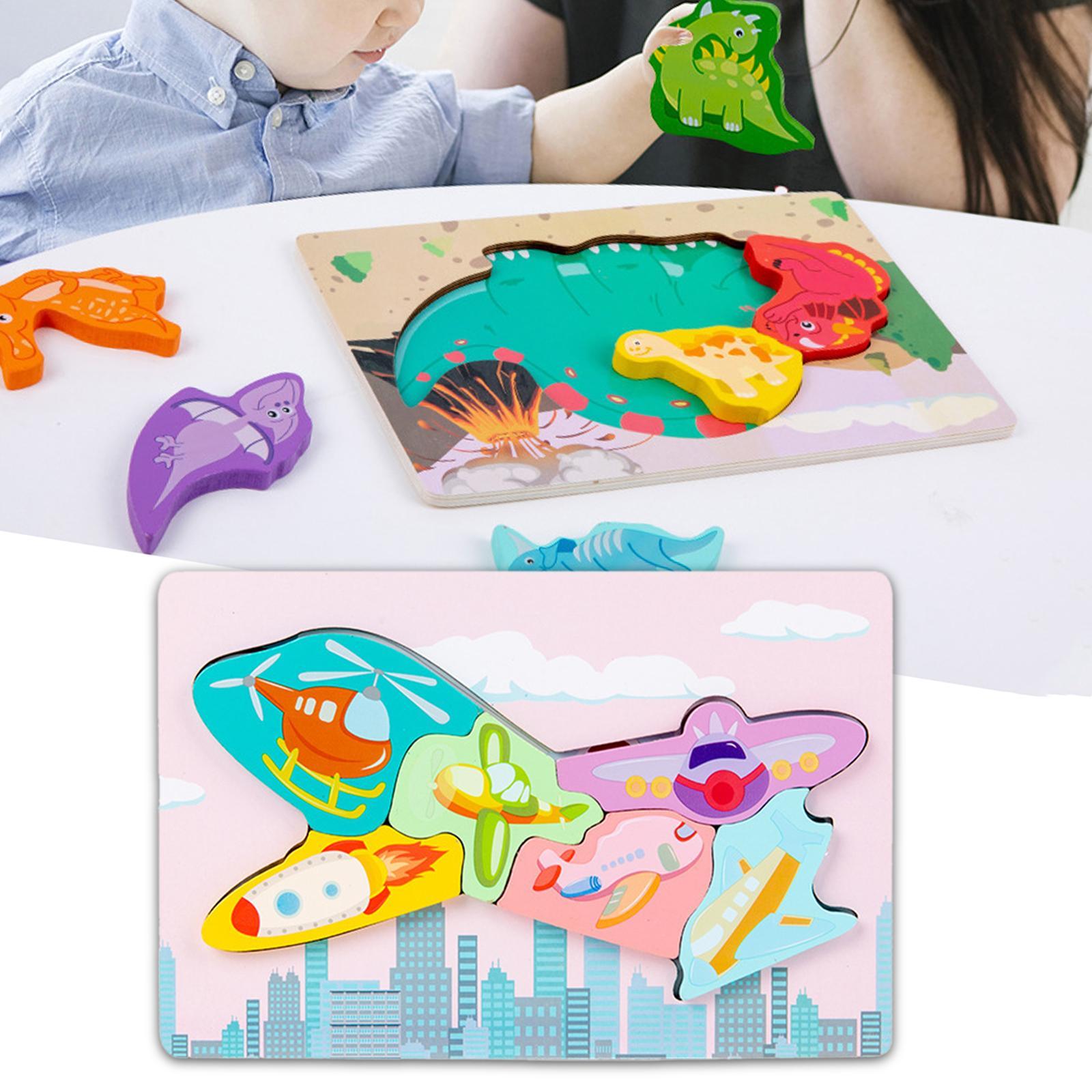 Puzzles Wooden Jigsaw Colors Shapes Cognition Cartoon Boy and Girl