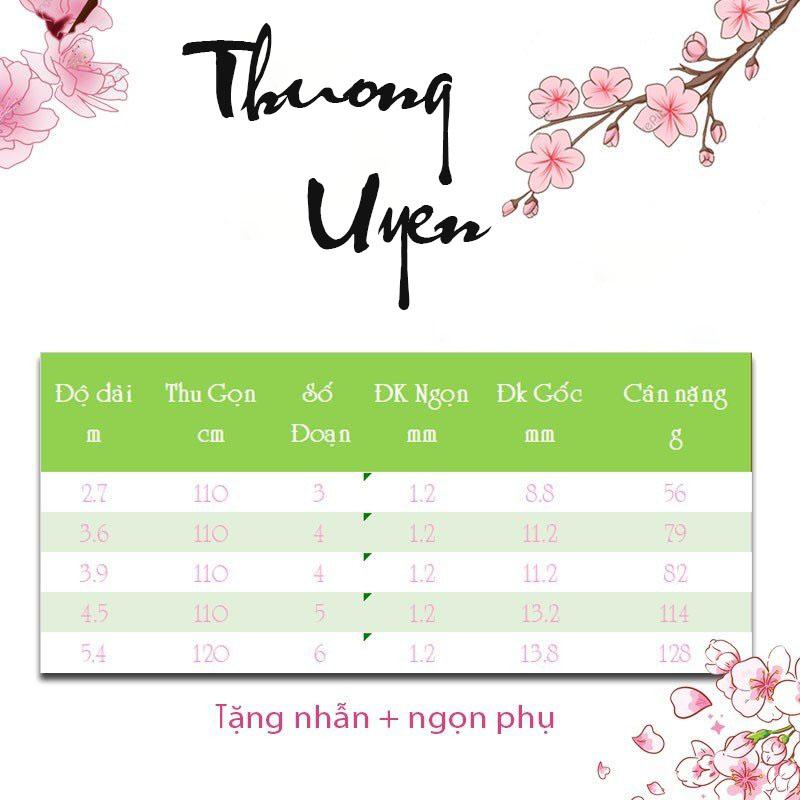 Cần câu đơn, câu tay Thượng Uyển 3H độ dài 2m7 đến 5m4, chất liệu carbon siêu nhẹ, thích hợp câu cảm giác