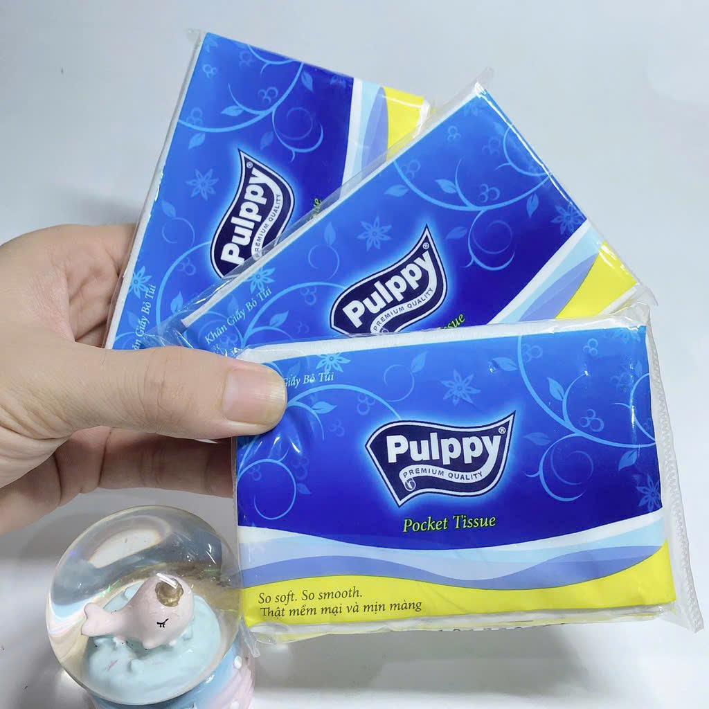 Khăn Giấy Lụa Pulppy Bỏ Túi Mềm Mịn Nhiều Lớp Nhỏ Gọn Tiện Lợi