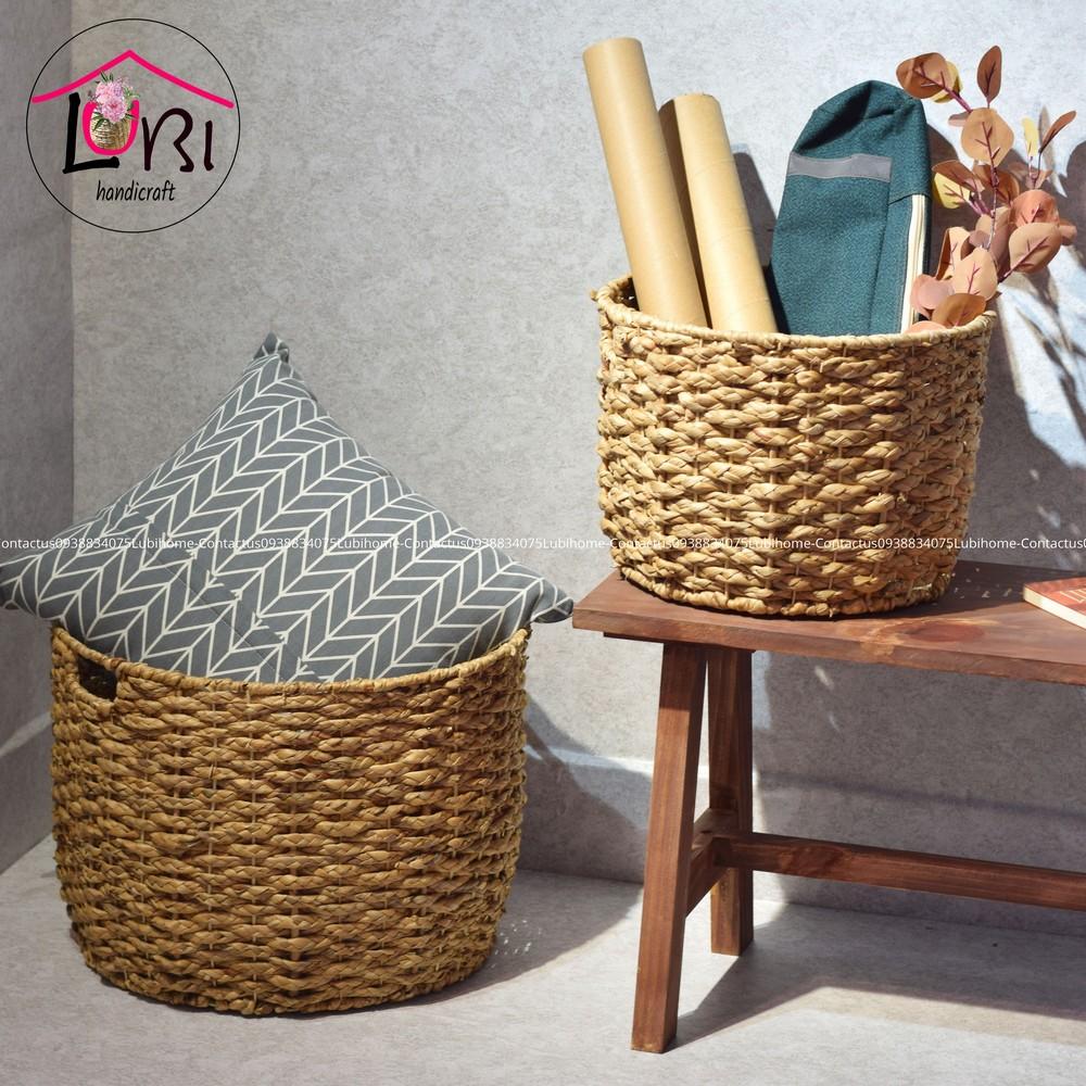- Sọt đựng đồ lục bình hình tròn đan bím - đẹp, tinh tế