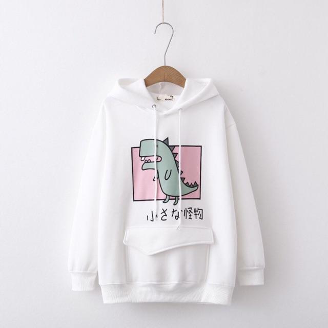 Áo hoodie nữ in hình khủng long