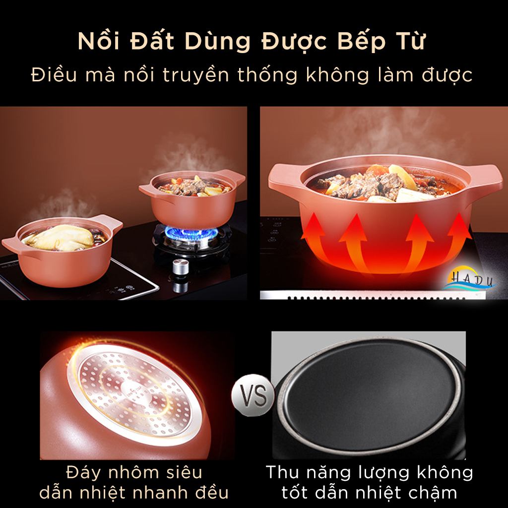 Nồi Đất Bếp Từ Kho Cá Thịt Nấu Mì Cay 22cm Cao Cấp Đạt Chất Lượng LFGB Đức SSGP