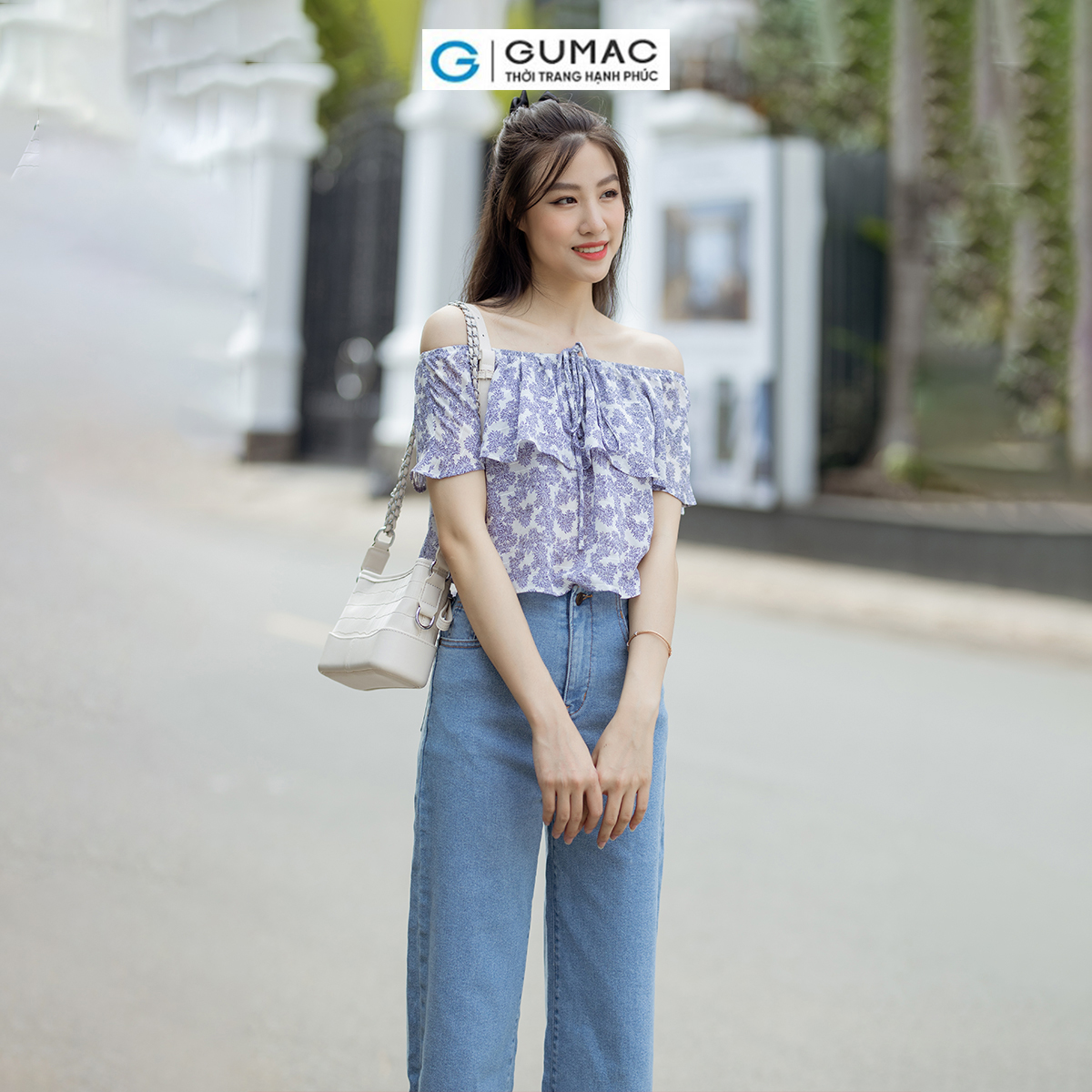 Quần Jeans ống rộng dáng lửng tôn dáng trẻ trung thời trang GUMAC QJD07054