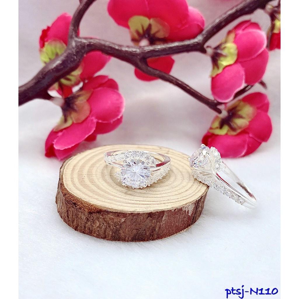 NHẪN BẠC ĐÍNH ĐÁ HẠT _N110 Freesize