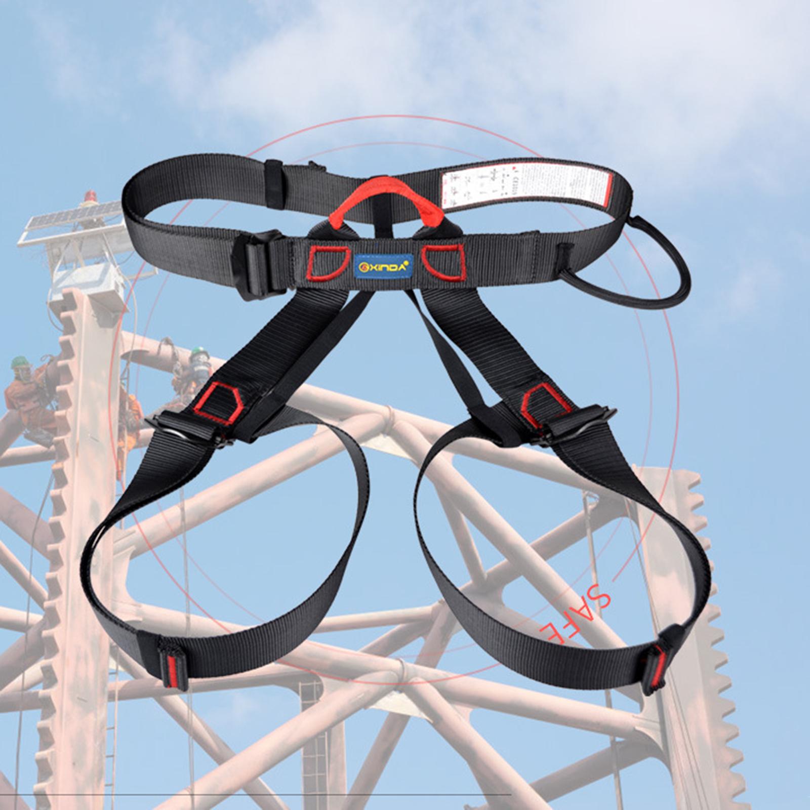 Climbing Harness Adjustable Waist Safe Belt Wider Climbing Rappelling Black