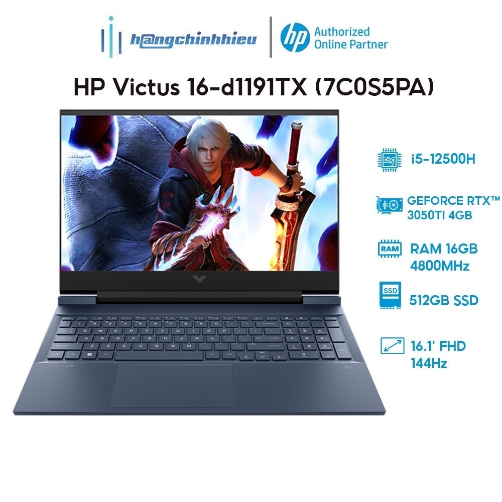 Laptop HP Victus 16-d1191TX 7C0S5PA i5-12500H | 16GB | 512GB |RTX 3050Ti 4GB |144Hz Hàng chính hãng