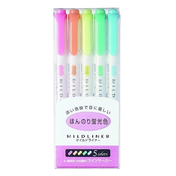 Set 5 Bút đánh dấu highlight Zebra Mildliner