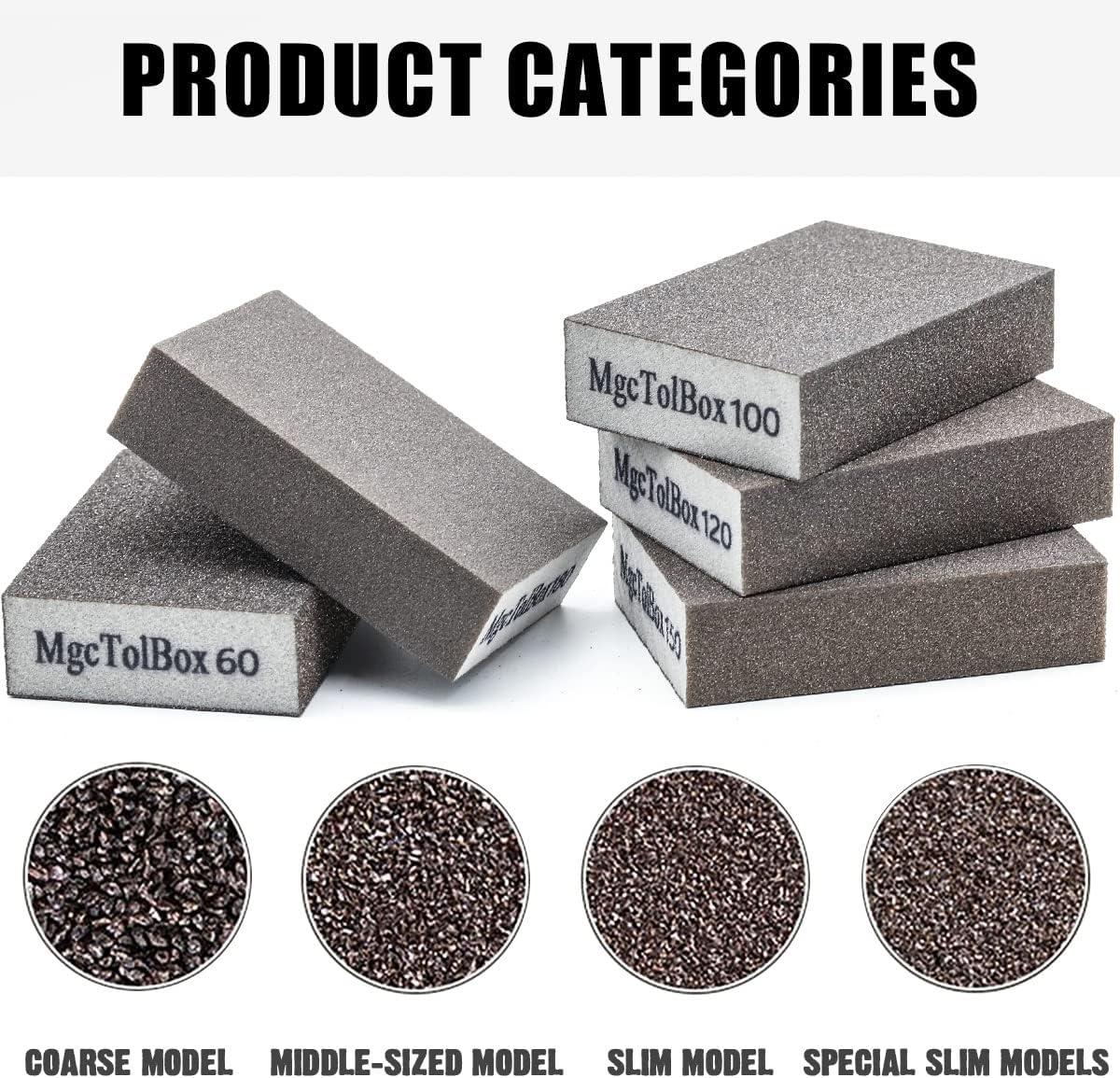 12 Miếng Bọt Biển Chà Nhám, Khối Chà Nhám Bộ Cát Đánh Bóng Kích Thước 60/80/100/120/180/220 Có Thể Giặt Và Tái Sử Dụng