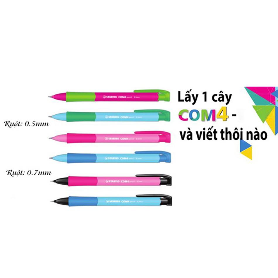 Hộp 10 bút chì bấm STABILO COM4pencil 0.7mm (xanh) + tuýp ruột PC3208R24-2B + tẩy ExamGrade ER196E (MP6637/10R+-BU)