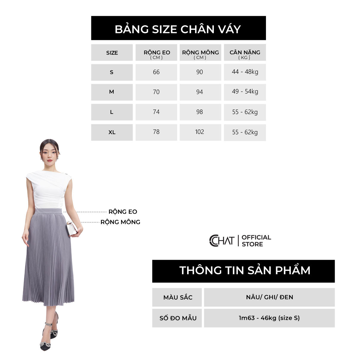 Chân Váy Xếp Ly Dáng Midi Chất Tuytsi Cao Cấp Phong Cách Thanh Lịch 53CDS2014LT