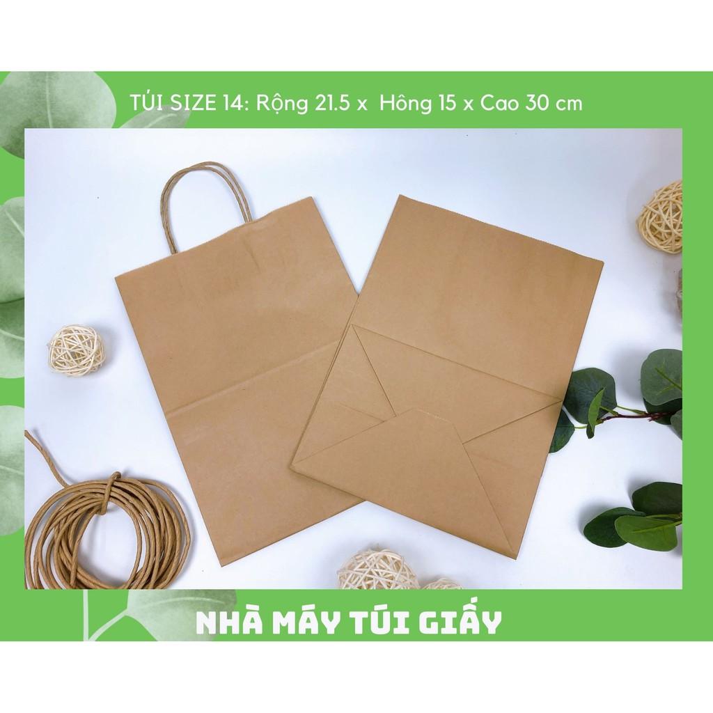 100 CHIẾC TÚI GIẤY KRAFT SIZE 14: 21.5x15x30 CÓ QUAI ( ẢNH THẬT SHOP TỰ CHỤP)