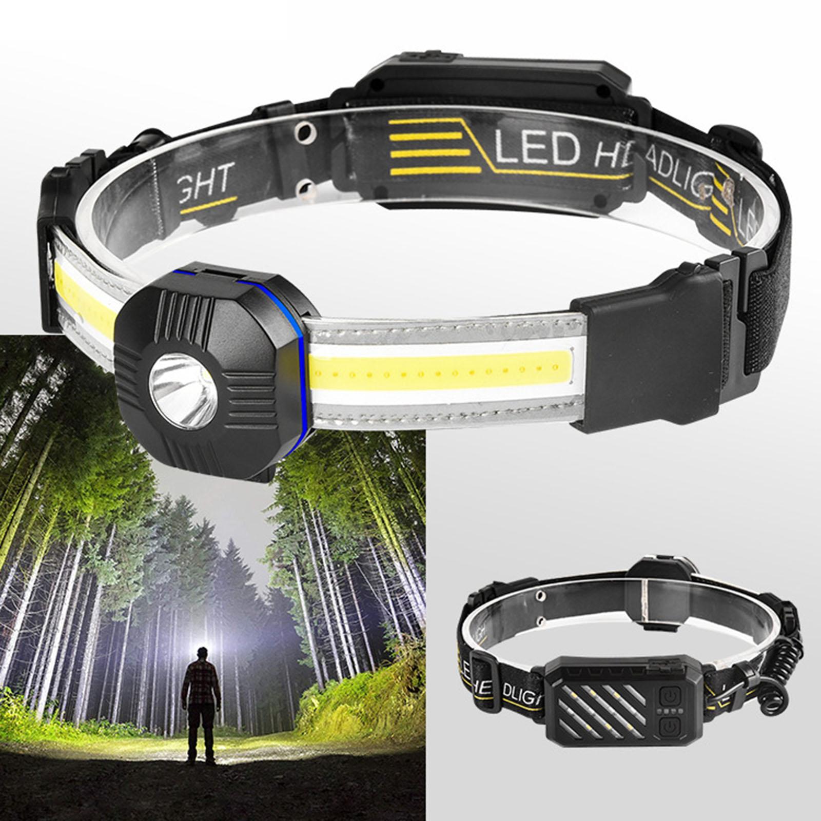 USB Headlamp Flashlight, LED Head Lamp Waterproof COB Headlight Head Lamp with 7 Light Modes for Outdoor Cycling Fishing Running Camping Climbing