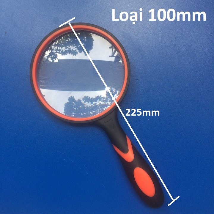KÍNH LÚP đường kính 100mm CÁN NHỰA ĐÚC MÀU ĐEN ĐỎ