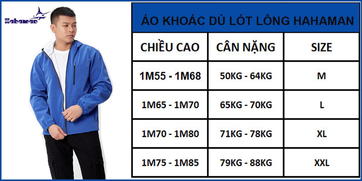 Áo khoác dù ép su có nón cao cấp chống thấm nước tuyệt đối HAHAMAN AKDN3030