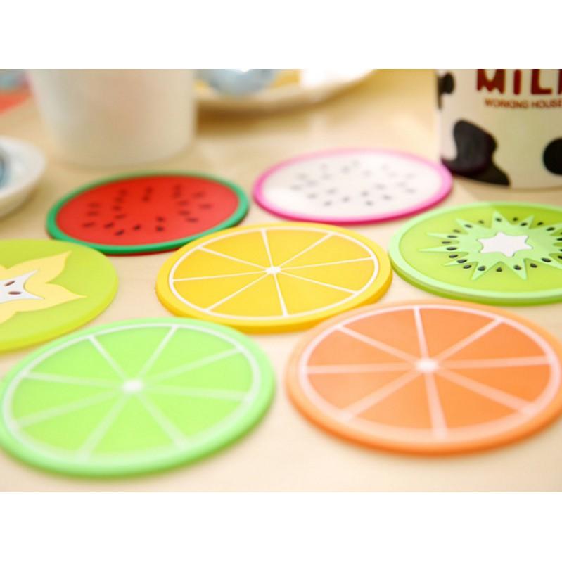 Đế lót ly cốc trái cây bằng silicon xinh xắn