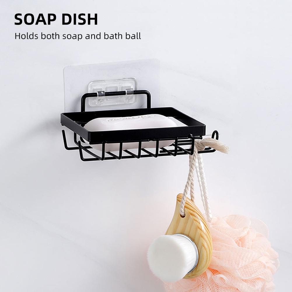 Adhesive Shower Caddy with Hooks No drilling Bathroom Shower Basket and Soap Dish Shower Storage Organizer