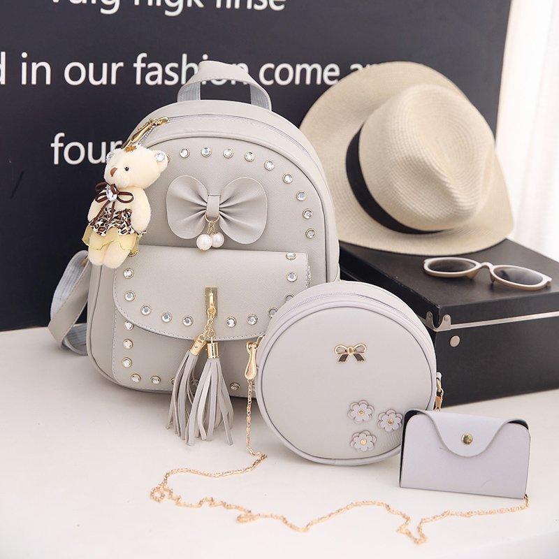 Chongsukei Nơ Mini Dễ Thương Da Ba Lô Trẻ Em Công Chúa Cô Gái Đeo Túi Ba Lô Thời Trang Nhỏ Túi Tất Cả Trận Đấu