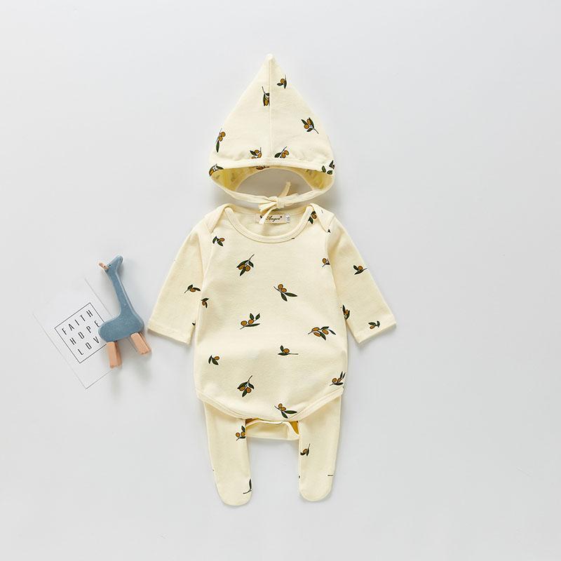 MILANCEL 2021 Mùa Thu Cho Bé Bộ Cotton Body Quần Và Nón Cùng 3 Chiếc Áo Trẻ Sơ Sinh Phù Hợp Với In Tập Đi Cho Quần Áo