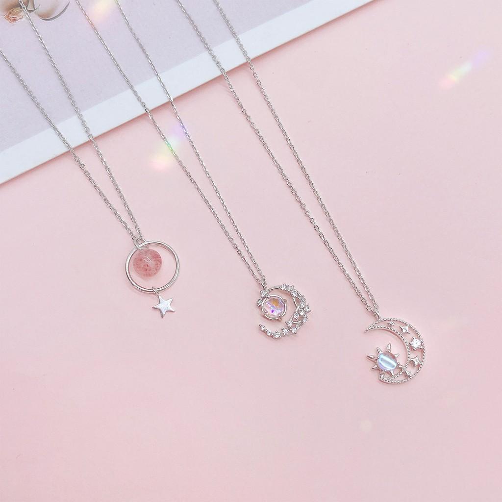Dây Chuyền Bạc Blue Peach Moon Star Diamond DC594