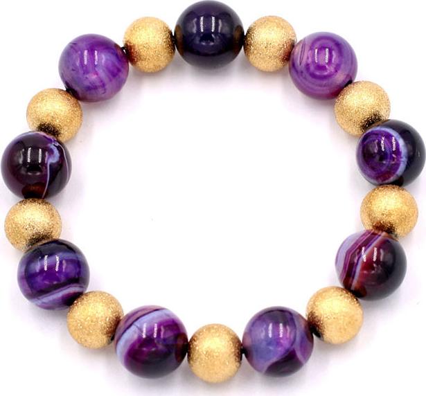 Vòng tay chuỗi hạt - thạch anh tím sọc 12 ly VTAISHVM1 - hợp mệnh Hỏa, mệnh Thổ