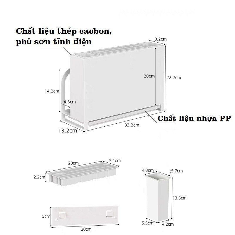 Kệ nhà bếp cài dao thớt đũa thìa có khay chứa nước, giá để dụng cụ nhà bếp thông minh mẫu mới nhất