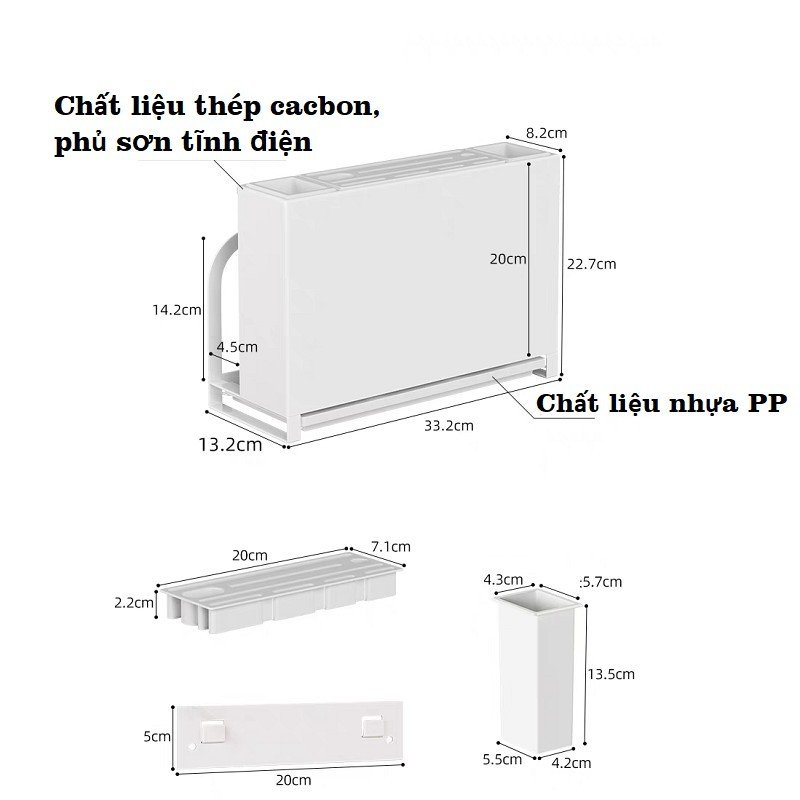 Kệ cài dao thớt đũa thìa có khay chứa nước, giá để dụng cụ nhà bếp thông minh mẫu mới nhất