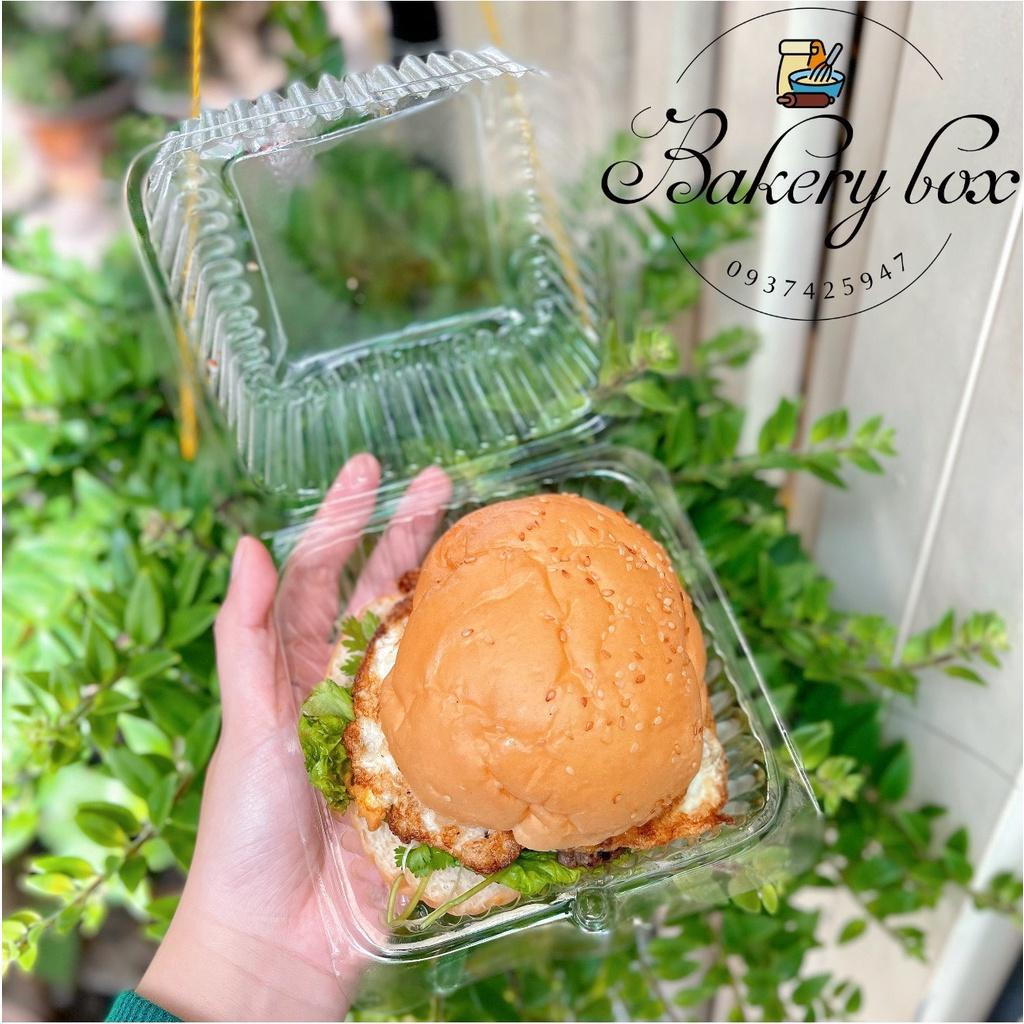 100 Hộp Nhựa Vuông H52 Cao Đựng Bánh Hamburger - Bánh Kem Nhỏ