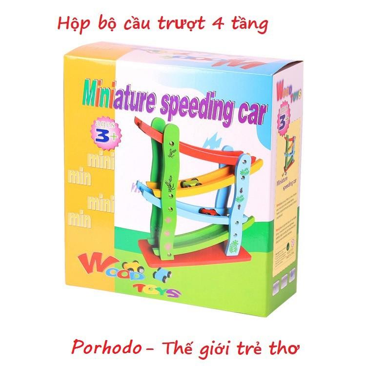 Đồ chơi gỗ cầu trượt ô tô 4 tầng cho bé yêu KB216023