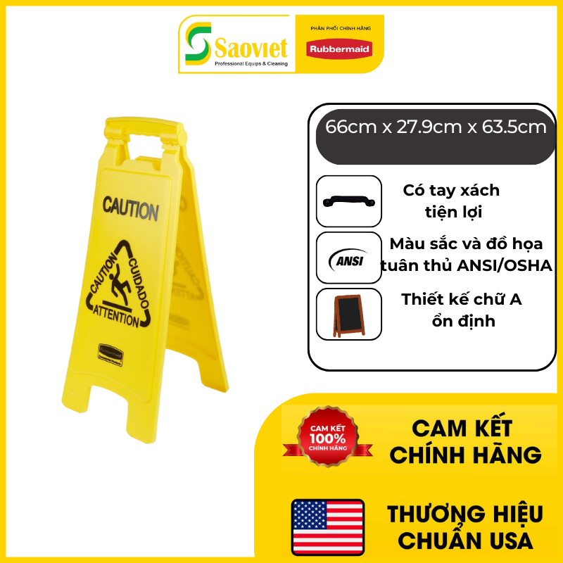 Biển Báo Nhựa Báo Sàn Ướt RUBBREMAID  - SKU: FG611477YEL | SAOVIETCO