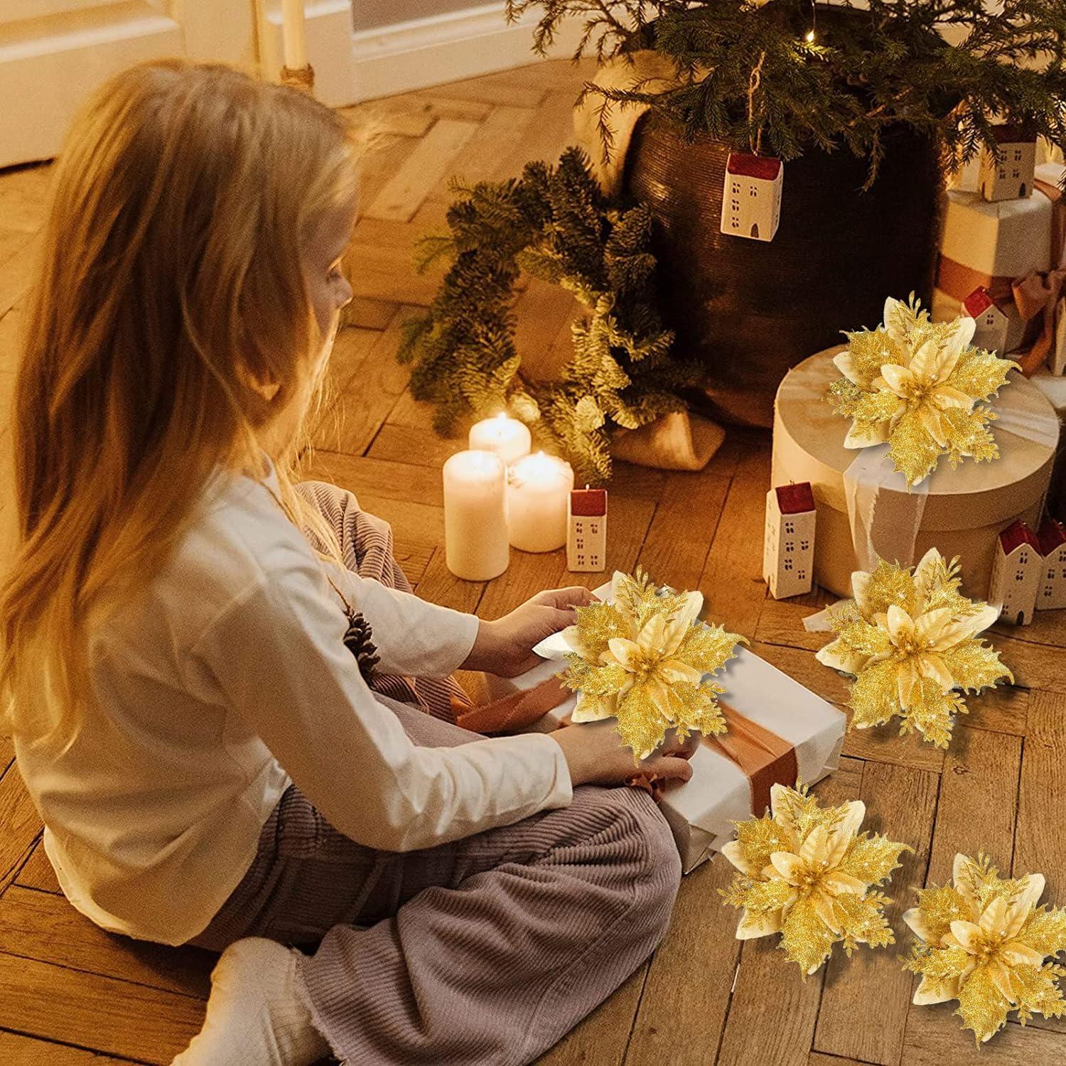 20 % trang trí Giáng sinh, hoa Giáng sinh nhân tạo, cây Giáng sinh lấp lánh, hoa nhân tạo mặt dây chuyền, cho cây Giáng sinh, vương miện, trang trí đám cưới