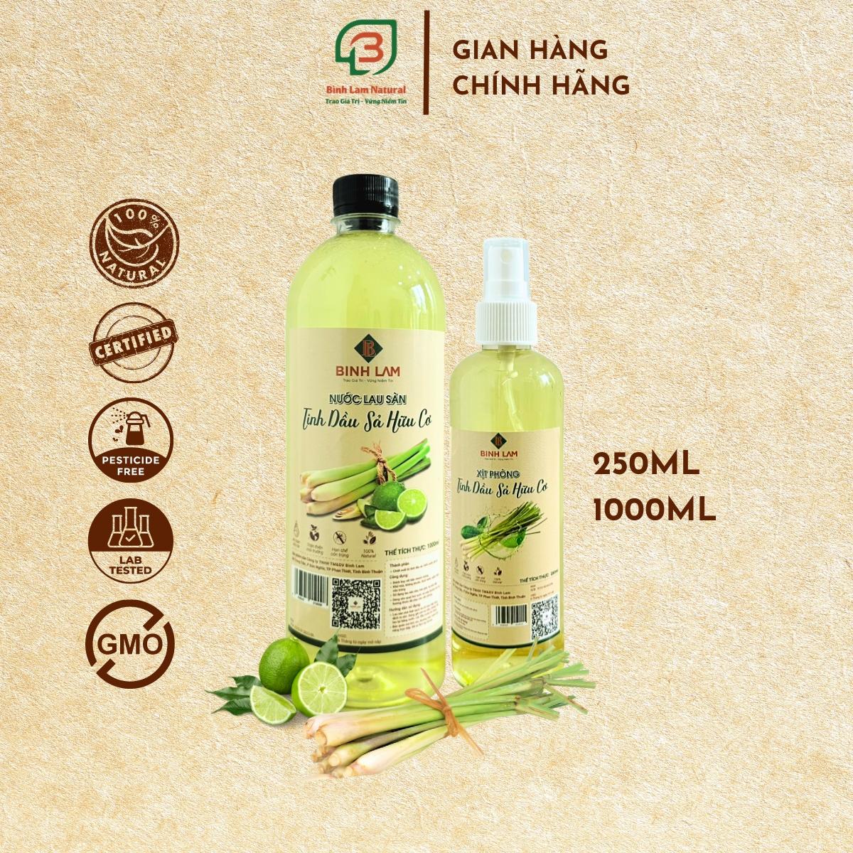 Hình ảnh Combo Nước lau sàn nhà và Xịt phòng tinh dầu sả đuổi muỗi, khử mùi, diệt khuẩn Bình Lam Natural 1000ml - 250ml