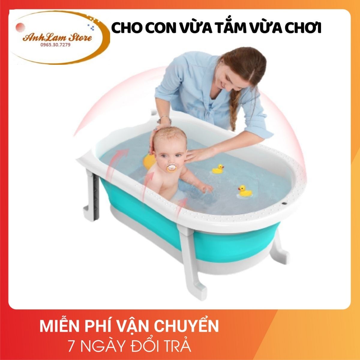 Chậu tắm cho bé thông minh kèm phao