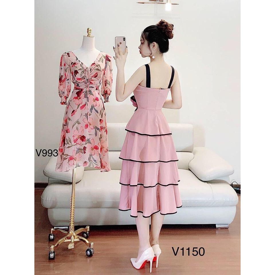 Đầm xòe 4 tầng đính bông - hàng thiết kế chuẩn shop