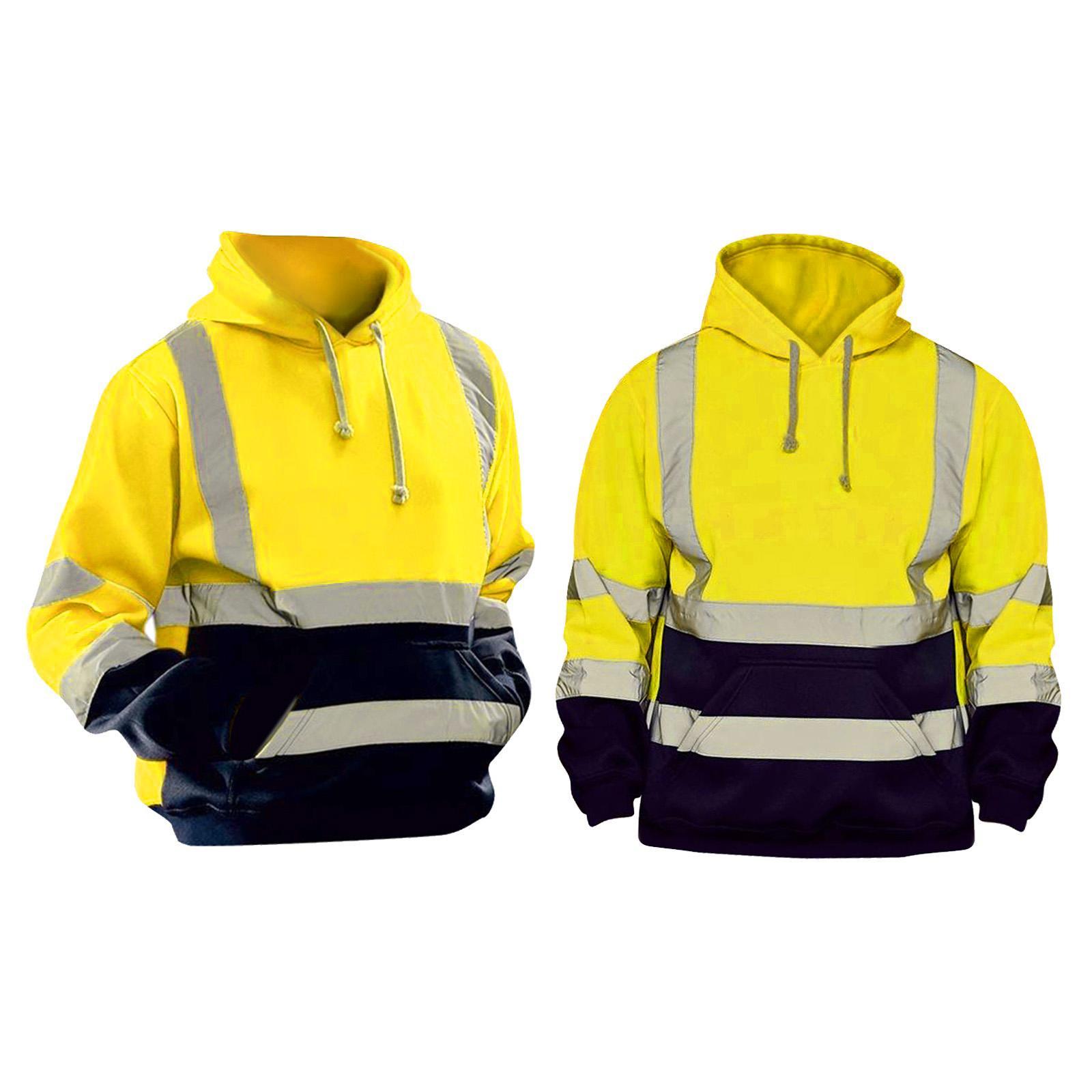 High Visibility Work Jacket Coat Mens Hoodie Sweatshirt for Roadside