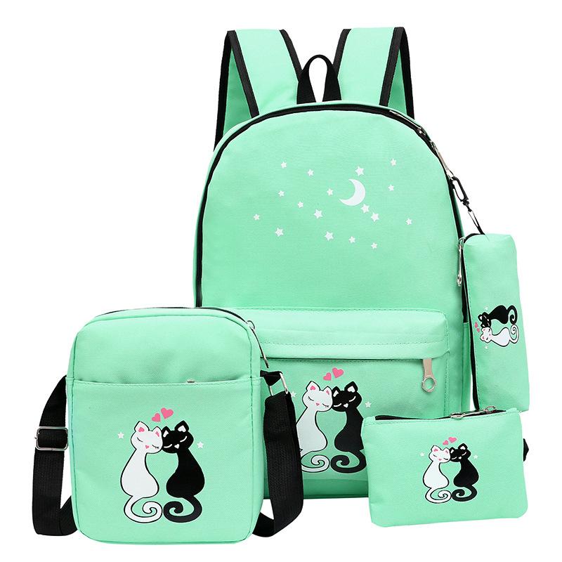 4 Bộ Mèo Trường Ba Lô Trẻ Em Túi Trẻ Em Học Túi Cho Bé Gái Bé Trai Vải Schoolbag Con Bagpack Có Túi Mochila