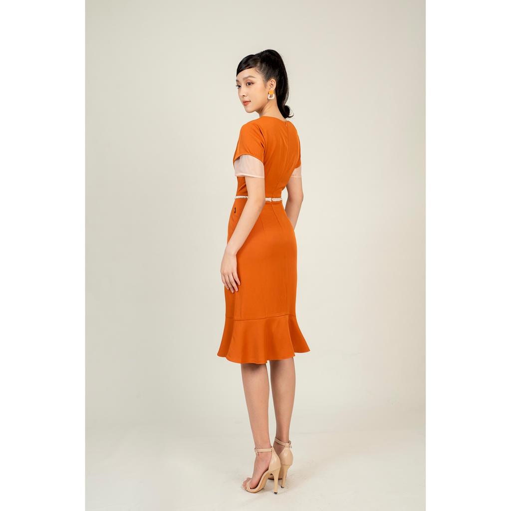 Đầm Cộc Tay trang trí đai eo MMOutfit M-DA031120014