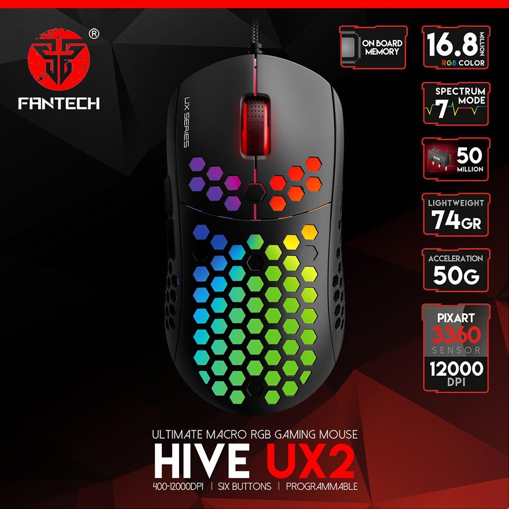 Chuột Gaming Có Dây Fantech UX2 HIVE 12000DPI LED RGB 16,8 Triệu Màu 6 Phím Macro - Hàng chính hãng