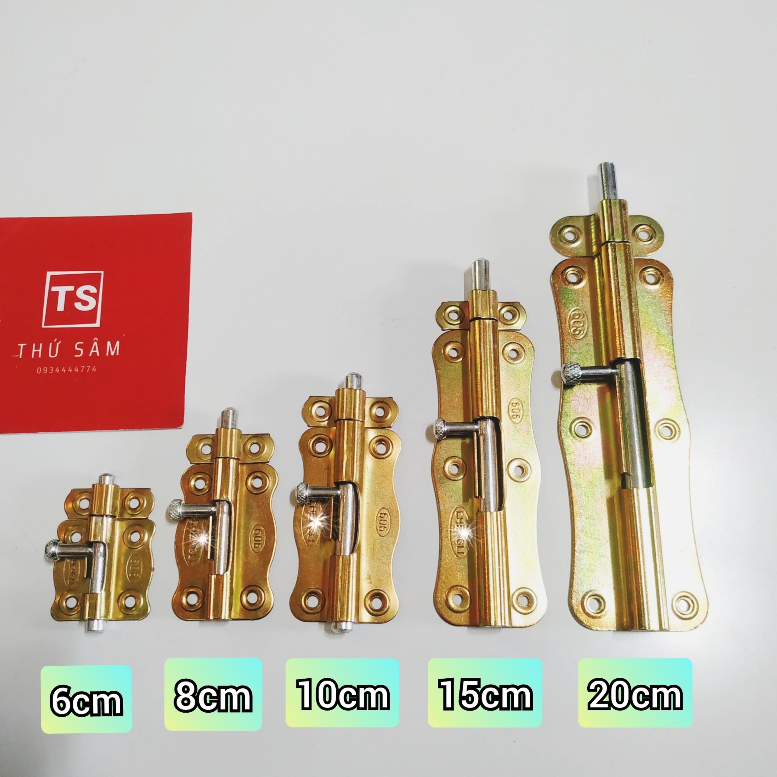 Bộ 2 chốt cửa sổ cửa tủ màu vàng nhiều kích cỡ
