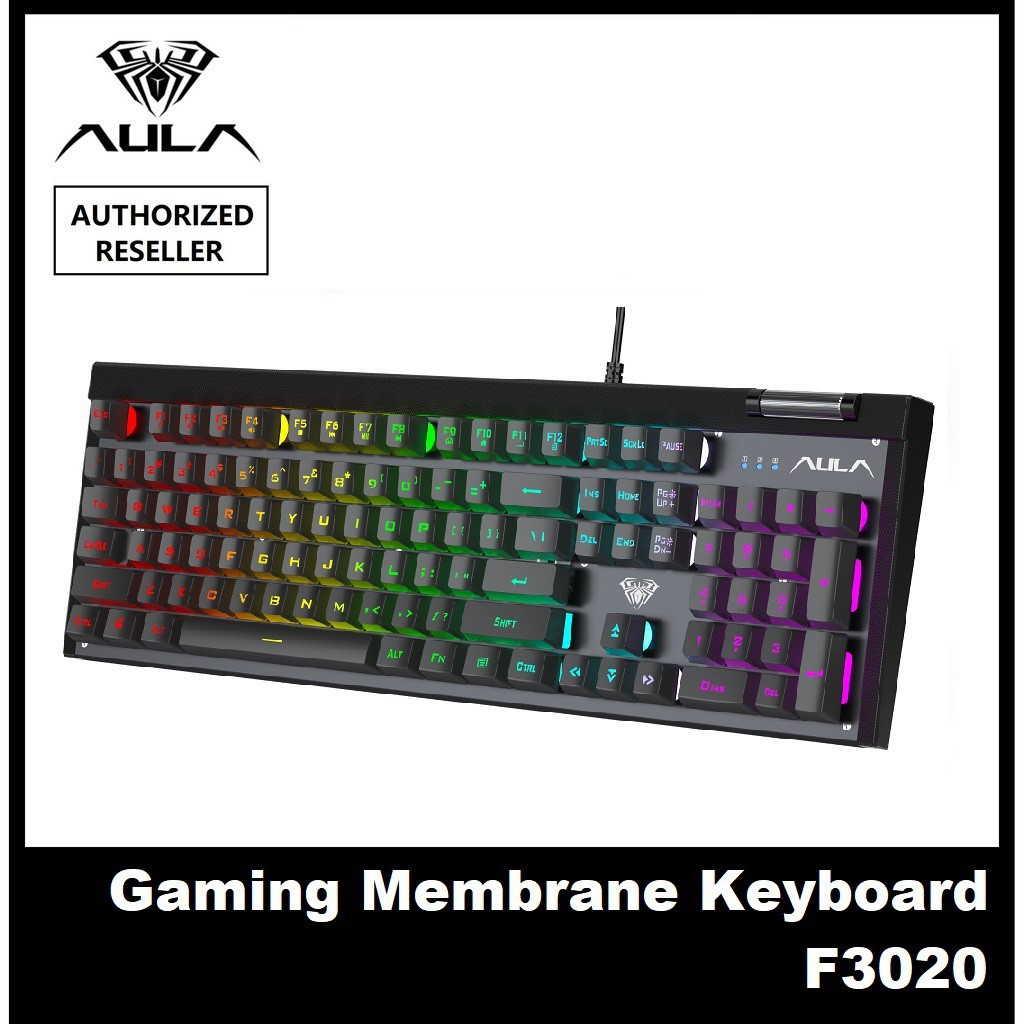 BÀN PHÍM GAMING AULA F3020 MÀU ĐEN LED RGB - JL - HÀNG CHÍNH HÃNG