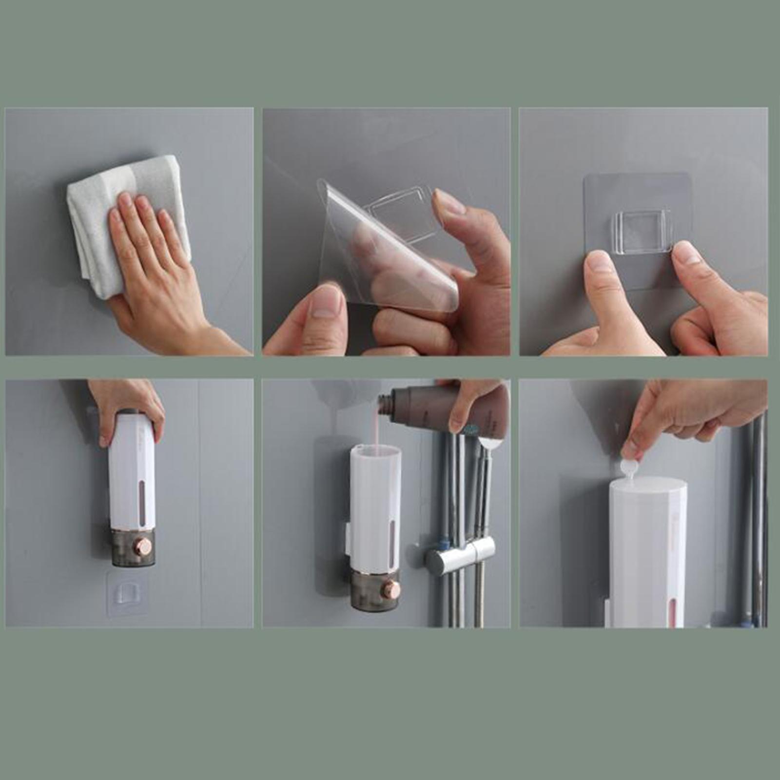 Wall Mounted Manual Soap Dispenser, No Drilling Shampoo Gel Soap Dispenser Liquid Containers for Home Office Kitchen